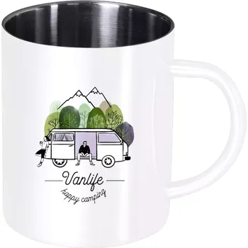 Nerezový hrnek Vanlife happy camping