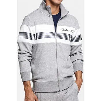 Pánská mikina Gant Stripe Zip Through Šedá M