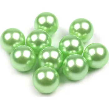 Dekorační kuličky / perly bez dírek k nalepení Ø8; 10 mm, malé, 3 (Ø10 mm) zelená sv.