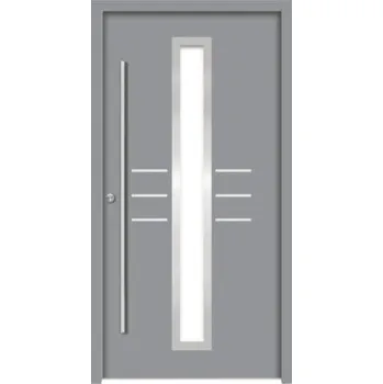 Vchodové dveře Hliníkovo-ocelové vchodové dveře pasivní Hestia 110 x 210 cm L šedé