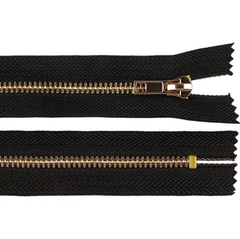 Zip Kovový zip No 5 délka 12 cm (jeansový), malé, černá zlatá