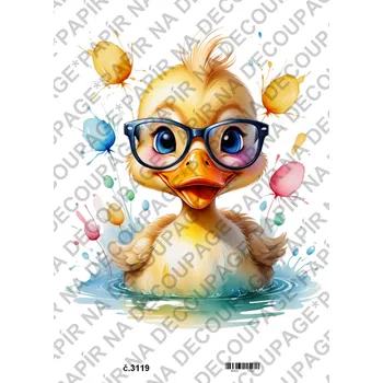 Umělecký papír Rýžový a soft papír na decoupage - Kačenka - KB3119 Materiál: Soft, Rozměr: A4