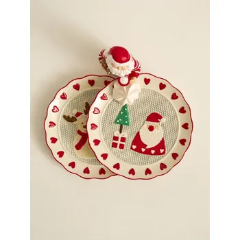 Vánoční dekorace Sinsay - Vánoční keramický talíř s motivem Santa Clause - červená - 685GI-33X - 685GI-33X-ONE