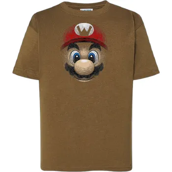 Chlapecké tričko detske-levne-bavlnene-tricko-potisk-super-Mario Barva: Khaki, Dětská bavlněná trička JHK: M