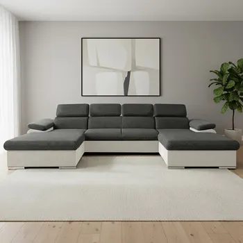 Sedací souprava Sedací souprava COOL III | 191x350x191 cm | rozkládací + 2x úložný prostor | světle šedá grafitová 24/27