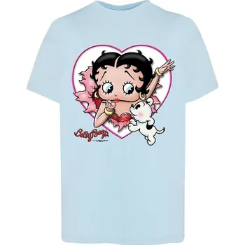 Dívčí tričko detske-levne-bavlnene-tricko-potisk-Betty-boop-pejsek Barva: Sky blue - nebesky modrá, Dětská bavlněná trička JHK: L