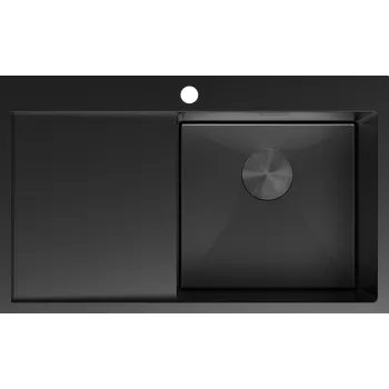 Granitový dřez Mexen Exar ocelový dřez 1-komorový s odkapávačem, pravý 780 x 480 mm, černý - 6434781010P-70 Ocelové dřezy