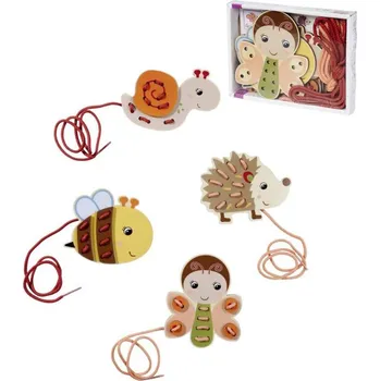 Dřevěná hračka Eichhorn DŘEVO Zvířátka vyšívací 4ks s doplňky DŘEVENÉ HRAČKY