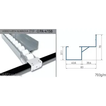 Dílenský regál Hliníková krajní vodící lišta (pro sérii 40) - 1 metr