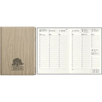 Kancelářské potřeby Diář Oskar Wood, týdenní, A5, světlý hnědý 2026