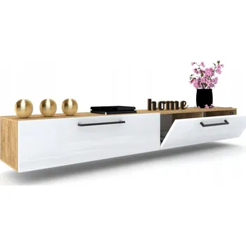 Televizní stolek Závěsná skříňka pod TV SIMPLY DUO Černá 240 Dub Craft Bílá Lesklá