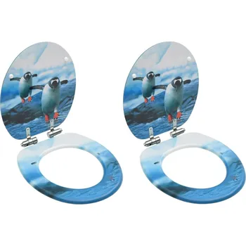 WC sedátko WC sedátka s funkcí pomalého sklápění 2 ks MDF motiv tučňáka IM_3056415