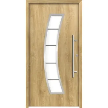 Vchodové dveře Hliníkovo-ocelové vchodové dveře bezpečnostní Hermes RC2 110 x 210 cm P dub přírodní