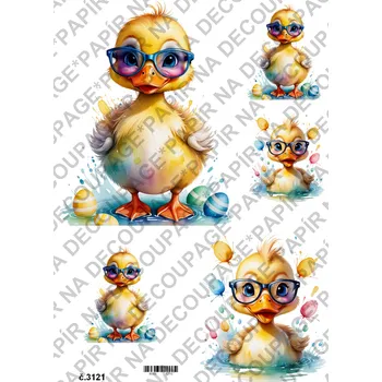 Umělecký papír Rýžový a soft papír na decoupage - Kačenka - KB3121 Materiál: Soft, Rozměr: A4