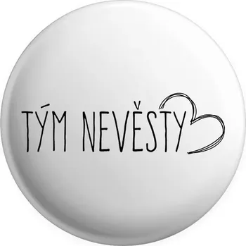 Placka Tým nevěsty - kreslené srdce