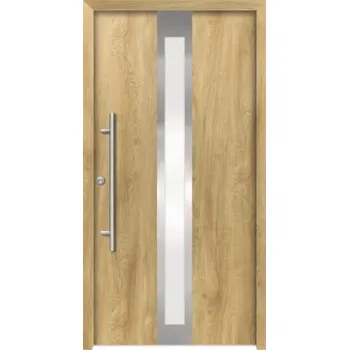 Vchodové dveře Hliníkovo-ocelové vchodové dveře pasivní Anthene 100 x 210 cm L dub přírodní