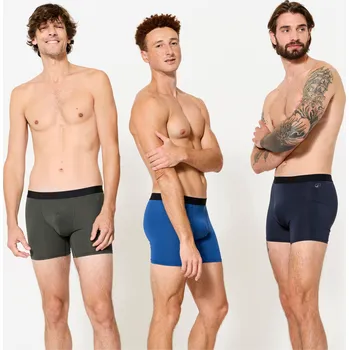 Pánské spodní prádlo DECATHLON Pánské boxerky 3 ks XL KAŠTANOVÁ|MODRÁ|ZELENÁ