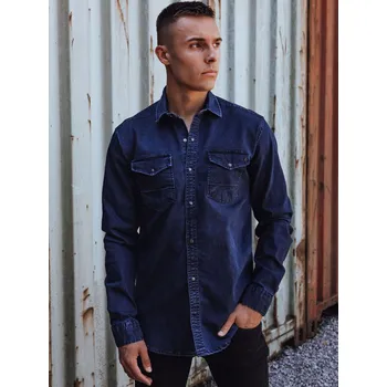 Pánská košile Pánská košile s dlouhým rukávem Dstreet DX2586 Barva: Modrá, Velikost: S