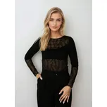 Eldar Selina černá halenka s dlouhým rukávem a krajkovými vsadkami, velikost L