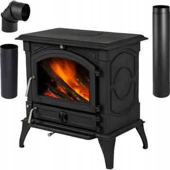 Krbová kamna Kamna na dřevo, volně stojící 17 kW, litinová kamna, kozí krb, sada Thunder