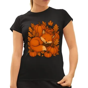 Žertovný předmět Den dýní - podzim - liška - dámské tričko s potiskem- Tričkový.cz