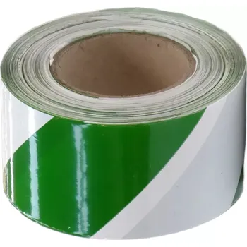 Výstražná páska Bílo-zelená vytyčovací páska - délka 250 m, šířka 7,5 cm