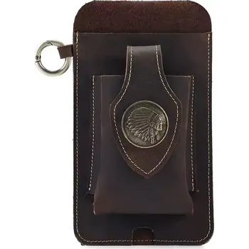 Ledvinka Bullcaptain kožené pouzdro na pásek Indiana Tmavě hnědé