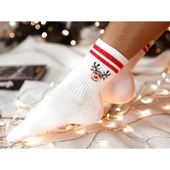 Dámské ponožky Dámské ponožky Vánoční Sob M - 37-41 / bílá