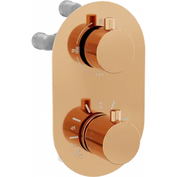 Vodovodní baterie Mexen Kai termostatická vana a sprchová baterie 3-výstupová, růžové zlato - 77602-60 Vanovo-sprchové baterie