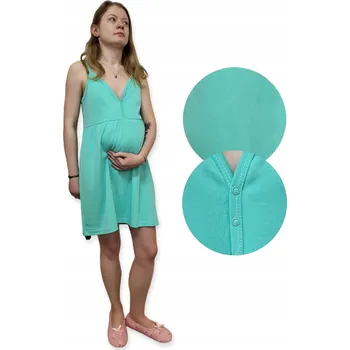 Dámské noční prádlo Těhotenská KOŠILE na kojení BAVLNA 100% na ramínka velikost XS MÁTOVÁ