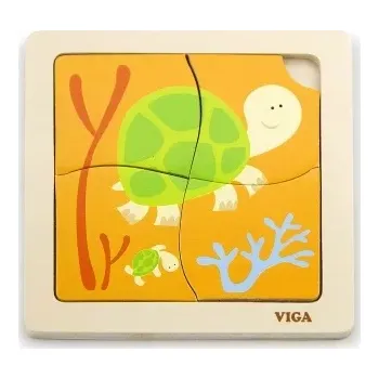 Puzzle Dřevěné puzzle Želvička se 4 dílky