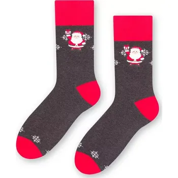 Pánské ponožky Pánské ponožky Santa s dárek - 44-46 / tmavě šedá