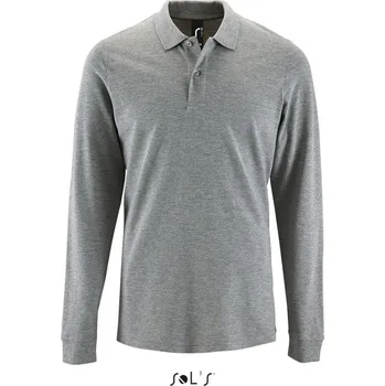Pánská móda SOL's Collection Polokošile Perfect LSL Men, piqué, dlouhý rukáv, pánská COT25208707701-grey melang S Melír šedá