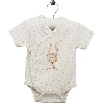 Kojenecký body Zavinovací body s krátkým rukávem se zajíčkem a tlapkami Miki bílé LORITA Velikost: 56
