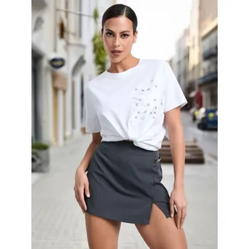 Dámské tričko Sinsay - Tričko s krátkým rukávem - bílá - 8459J-00X - 8459J-00X-S-1