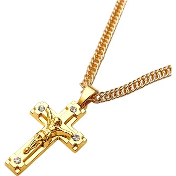 Náhrdelník IZMAEL Řetízek s Křížem CR 38717 Zlatá/60cm KP38717