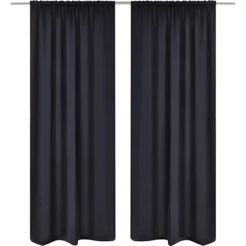 Závěs zahrada-XL 2 ks černé zatemňovací závěsy s tunýlkem 135 x 245 cm 130370