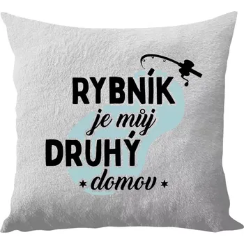 Polštář Polštář bílý 40x40 cm - dlouhý chlup Rybník je můj druhý domov