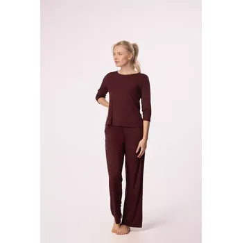 Dámské pyžamo KALHOTY MARGOT LONG BURGUNDY vínový L