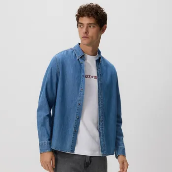 Pánská košile Reserved - Džínová košile regular fit - modrá - 850EM-55J - 850EM-55J-M