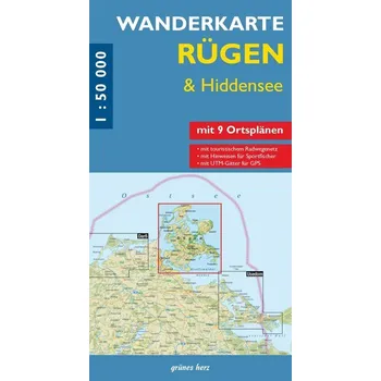 Wanderkarte Rügen & Hiddensee [DE] (2025, Karta, Verlag grünes Herz)
