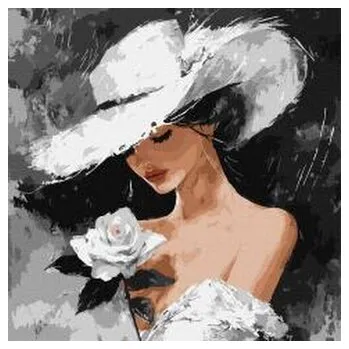 Set školních potřeb Malowanie po numerach - Biała róża 40x40cm