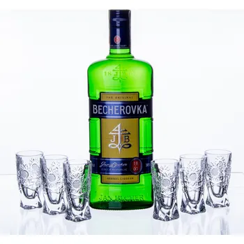 Sklenice ONTE CRYSTAL Becherovka 0,7l a 6ks skleniček 50ml, Klasika