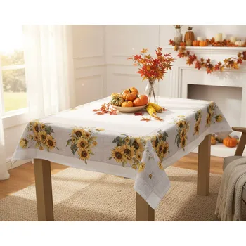 ubrus Kuchyňský ubrus CYH5828GC, slunečnice, bílo-žlutá, 85x85cm (čtverec)