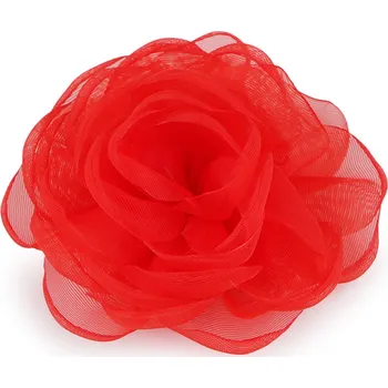 Brož Brož organzový květ Ø8 cm, barva 3 červená