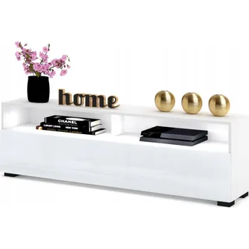 Komoda Stojící Skříňka pod TV Komoda do obýváku PLAY OPEN Bílý Lesk + LED