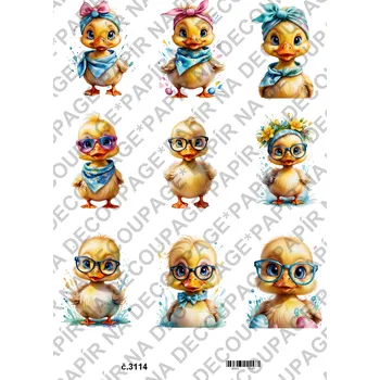 Umělecký papír Rýžový a soft papír na decoupage - Kačenka - KB3114 Materiál: Soft, Rozměr: A4