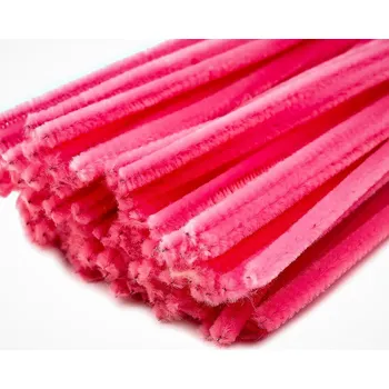 Chlupatý modelovací drát 160281/22, jednobarevná růžová neon, průměr 6mm, délka 30cm, (1 balení, 20 kusů)