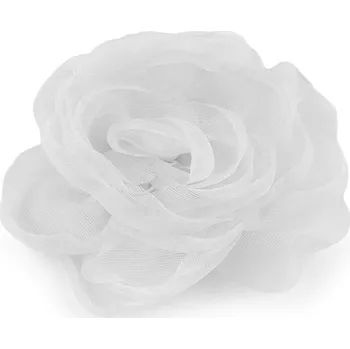 Brož Brož organzový květ Ø8 cm, barva 1 bílá