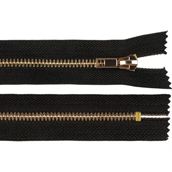 Zip Kovový zip No 5 délka 16 cm (jeansový), barva černá zlatá